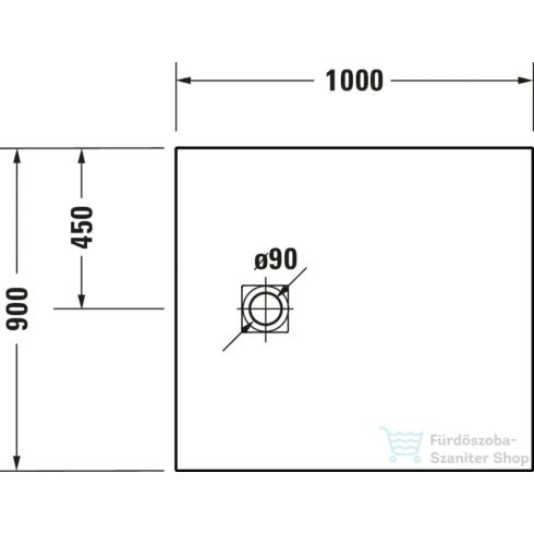 Duravit SUSTANO 100x90 cm-es zuhanytálca szifon nélkül, matt világosszürke 720274630000000