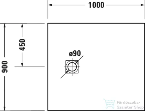 Duravit SUSTANO 100x90 cm-es zuhanytálca szifon nélkül, matt greige 720274640000000