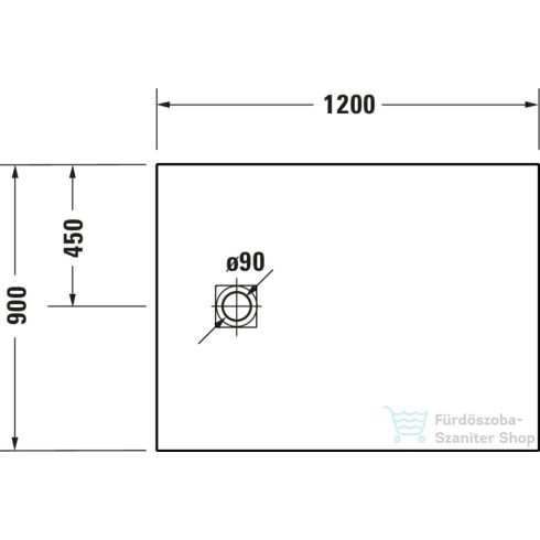 Duravit SUSTANO 120x90 cm-es zuhanytálca szifon nélkül, matt sötétszürke 720277650000000