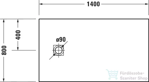 Duravit SUSTANO 140x80 cm-es zuhanytálca szifon nélkül, matt fehér 720280740000000