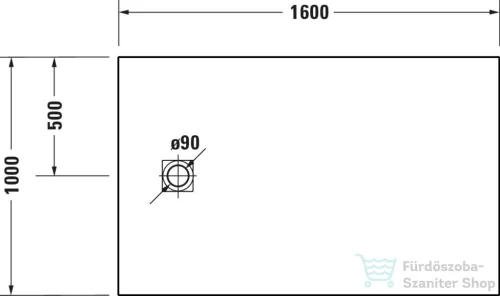 Duravit SUSTANO 160x100 cm-es zuhanytálca szifon nélkül, fényes fehér 720286730000000