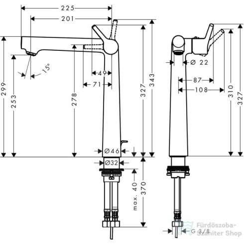 Hansgrohe TALIS egykaros mosdócsaptelep, automata lefolyó-garnitúrával króm 72115000