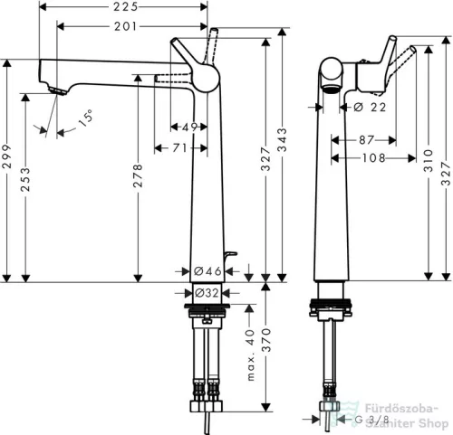 Hansgrohe TALIS egykaros mosdócsaptelep, automata lefolyó-garnitúrával króm 72115000