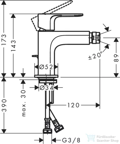 Hansgrohe REBRIS egykaros bidé csaptelep automata leeresztővel,Króm 72210000