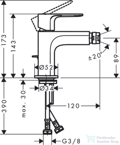 Hansgrohe REBRIS S bidé csaptelep automata leeresztővel,króm 72212000