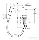 Hansgrohe REBRIS S 110 mosdócsaptelep bidette zuhannyal,leeresztő nélkül, króm 72215000
