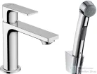 Hansgrohe REBRIS E 110 mosdócsaptelep bidette zuhannyal,leeresztő nélkül, króm 72216000