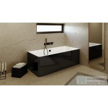   Sapho POLYSAN MARLENE MONOLITH kád, jobbos, lekerekített sarokkal, 165x75x63cm, fehér/fekete (72403MCRB)