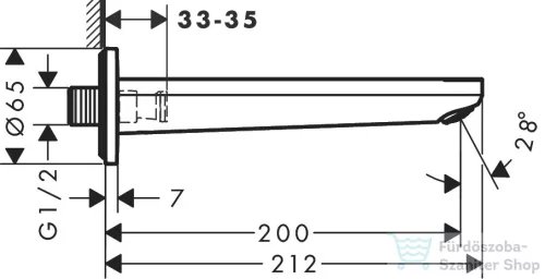 Hansgrohe REBRIS S 200 mm-es kádkifolyó, króm 72430000
