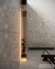 Sapho POLYSAN NIX beépíthető polc zuhanyzóba, lefolyóval, LED világítással, 60cm, rozsdamentes acél (72441)