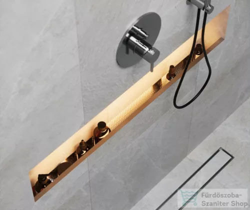 Sapho POLYSAN NIX beépíthető polc zuhanyzóba, lefolyóval, LED világítással, 80cm, rozsdamentes acél (72442)