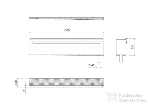 Sapho POLYSAN NIX beépíthető polc zuhanyzóba, lefolyóval, LED világítással, 100cm, rozsdamentes acél (72443)