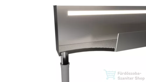 Sapho POLYSAN NIX beépíthető polc zuhanyzóba, lefolyóval, LED világítással, 100cm, rozsdamentes acél (72443)