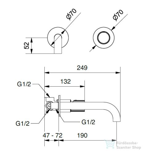 Bugnatese MOON falsík alatti mosdó csaptelep 19 cm-es kifolyóval,leeresztő nélkül,belső egységgel,króm 7245CR