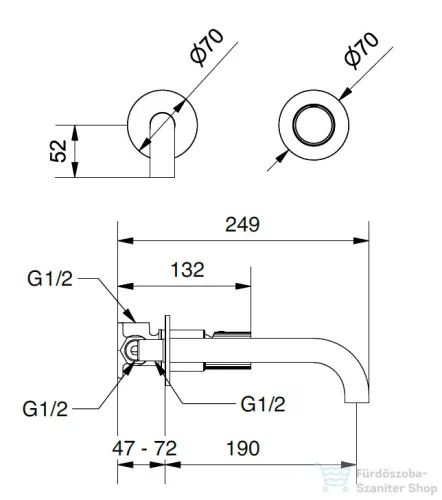 Bugnatese MOON falsík alatti mosdó csaptelep 19 cm-es kifolyóval,click-clack leeresztővel,belső egységgel,króm 7245SCCR