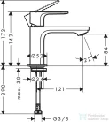 Hansgrohe REBRIS S 80 hidegvizes mosdócsaptelep leeresztő nélkül, matt fekete 72503670
