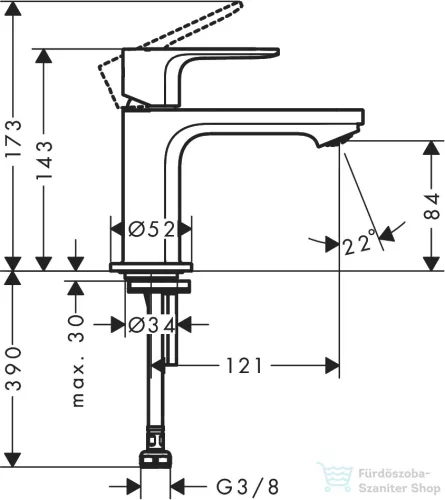 Hansgrohe REBRIS S 80 hidegvizes mosdócsaptelep leeresztő nélkül, matt fekete 72503670