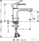 Hansgrohe REBRIS S 80 mosdócsaptelep automata leeresztővel, króm 72510000