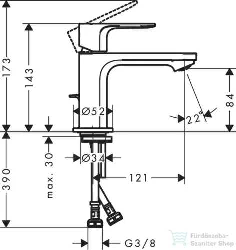 Hansgrohe REBRIS S 80 mosdócsaptelep automata leeresztővel, króm 72510000