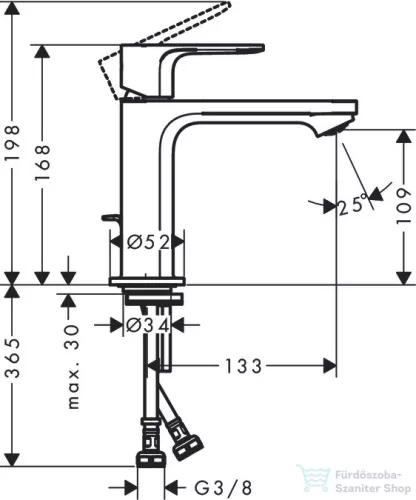 Hansgrohe REBRIS S 110 mosdócsaptelep automata leeresztővel, matt fekete,72517670