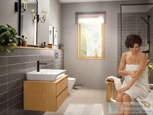 Hansgrohe REBRIS E 110 hidegindításos mosdó csaptelep automata leeresztővel, matt fekete 72559670