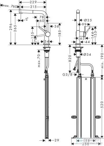 Hansgrohe TALIS M54 mosogató csaptelep kihúzható kifolyóval,1 jet,S-Box, matt fekete 72809670