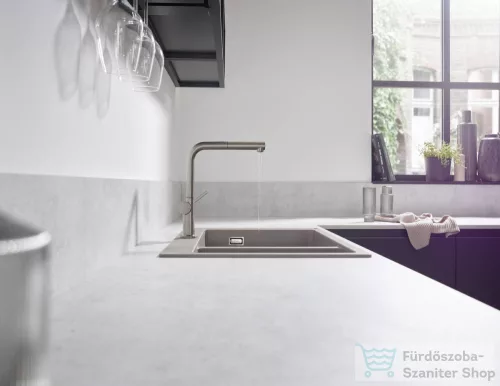 Hansgrohe TALIS M54 mosogató csaptelep kihúzható kifolyóval,1 jet,S-Box, nemesacél felület 72809800