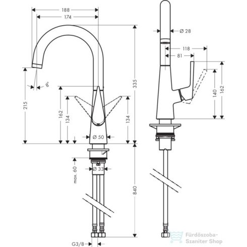 Hansgrohe Talis S konyhai csaptelep 220, rozsdamentes acél hatású 72814800