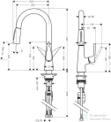 Hansgrohe Talis konyhai csaptelep 160, kihúzható kifolyóval, rozsdamentes acél hatású 72815800