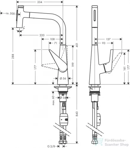 Hansgrohe TALIS Select M51 M5117-H300 egykaros mosogató csaptelep kihúzható kifolyóval, króm 72823000
