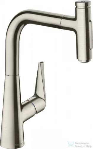 Hansgrohe Talis Select M51 M5117-H220 egykaros mosogató csaptelep kihúzható kifolyóval, nemesacél felület 72824800