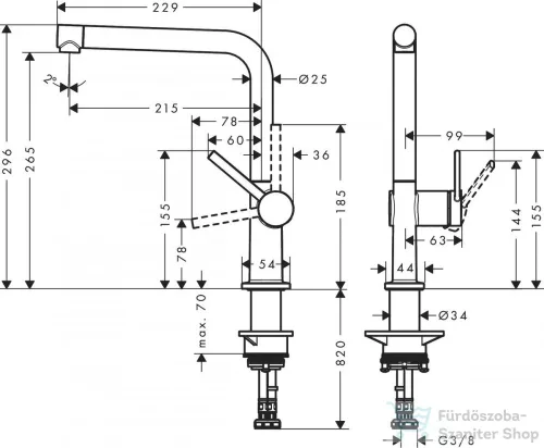 Hansgrohe TALIS M54 egykaros mosogató csaptelep, króm 72840000