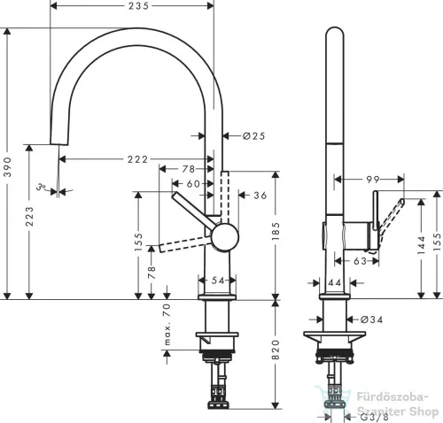 Hansgrohe TALIS M54 egykaros mosogató csaptelep 220, matt fekete 72843670