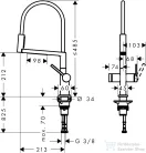 Hansgrohe TALIS M54 Powder spray 3 funkciós mosogató csaptelep, rozsdamentes acél hatású 72861800