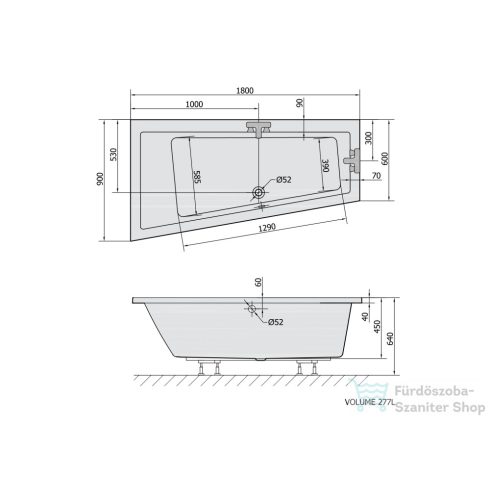 Sapho POLYSAN ANDRA L sarokkád 180x90x45cm, balos,fehér 72872