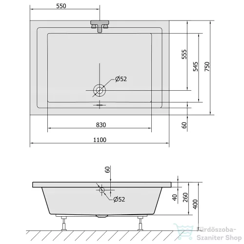 Sapho POLYSAN DEEP 110x75 Deep 110x75x26cm, fehér 72883