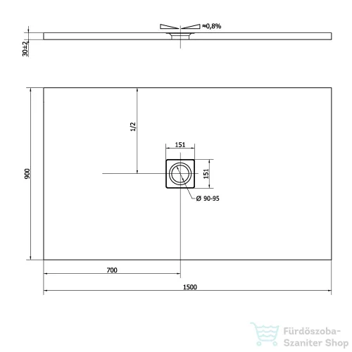 Sapho POLYSAN FLEXIA Öntöttmárvány zuhanytálca, 150x90x3,5cm 72898