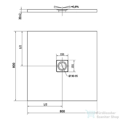 Sapho POLYSAN FLEXIA öntöttmárvány zuhanytálca, 80x80x3cm (72941)
