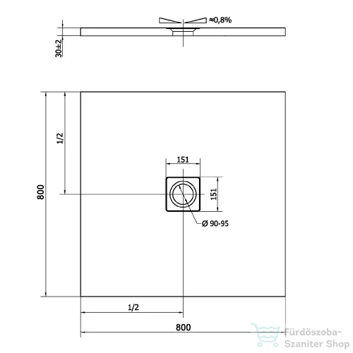 Sapho POLYSAN FLEXIA öntöttmárvány zuhanytálca, 80x80x3cm (72941)