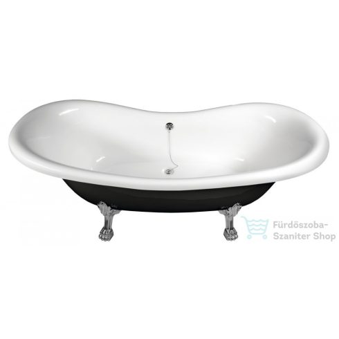 Sapho POLYSAN CHARLESTON szabadonálló kád 188x80x71cm, króm lábak, fekete/fehér 72958