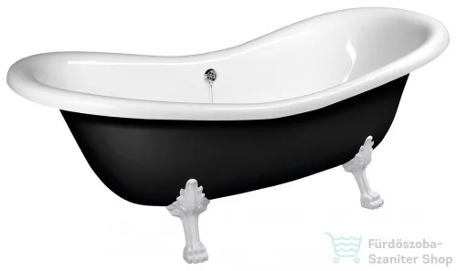 Sapho POLYSAN CHARLESTON szabadonálló kád 188x80x71cm, fehér lábak, fekete/fehér 72959