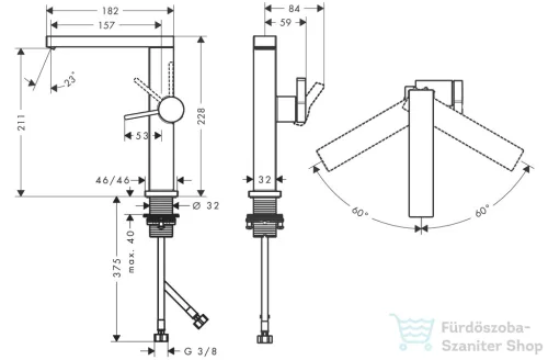 Hansgrohe TECTURIS E 210 hidegindításos, magasított mosdó csaptelep elfordítható kifolyóval, click-clack leeresztővel, króm 73063000
