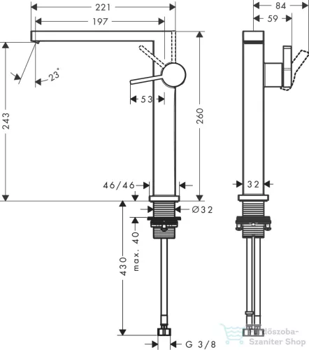 Hansgrohe Tecturis E 240 Coolstart Ecosmart+ magasított mosdó csaptelep leeresztő nélkül,szálcsiszolt fekete króm 73072340