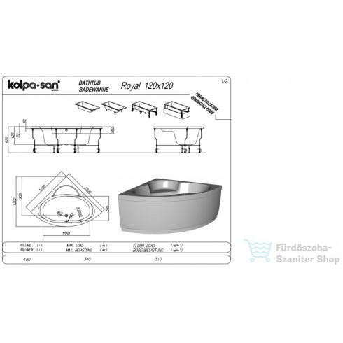 Kolpa San Royal 120x120 kád 731180