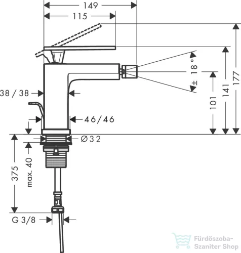 Hansgrohe Tecturis E bidé csaptelep automata leeresztővel,szálcsiszolt fekete króm 73200340