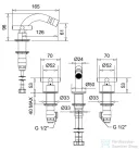 Bugnatese RODOS 3 üléses bidet csaptelep click-clack leeresztővel,króm 7325SCCR