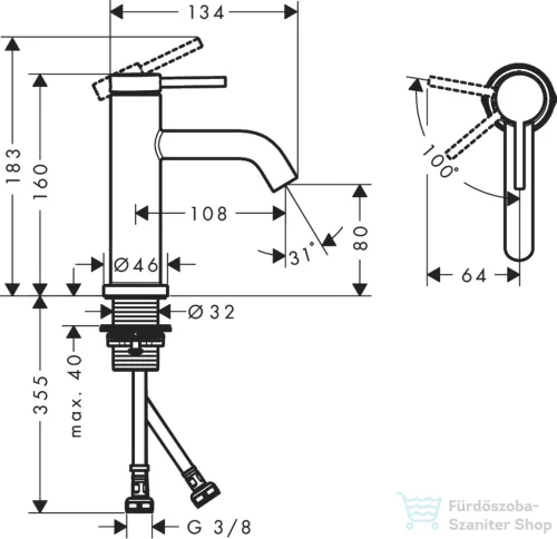Hansgrohe TECTURIS S 80 Ecosmart+ hidegindításos mosdó csaptelep leeresztő nélkül, matt fehér 73301700