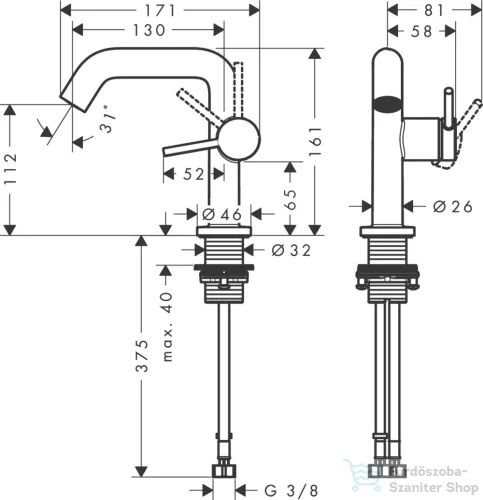 Hansgrohe Tecturis S 110 Coolstart Ecosmart+ mosdó csaptelep leeresztő nélkül,matt fekete 73321670