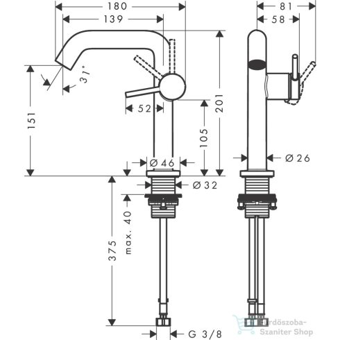 Hansgrohe Tecturis S 150 Coolstart Ecosmart+ mosdó csaptelep leeresztő nélkül,matt fekete 73341670