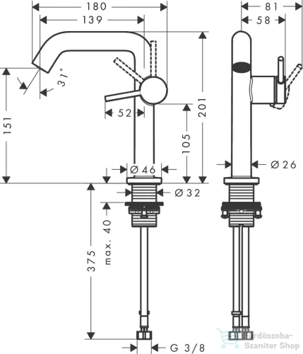 Hansgrohe TECTURIS S 150 hidegindításos mosdó csaptelep click-clack leeresztővel, matt fehér 73342700